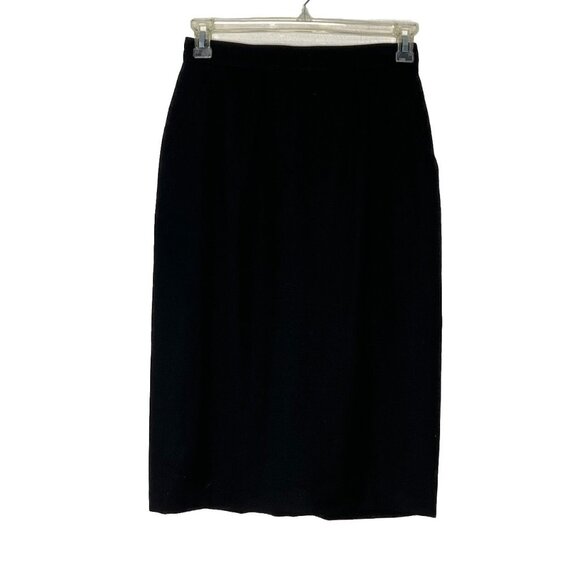Hawksley & Wight Black Wool Skirt Sz 10 Fully Lined 100% Wool Back Slit Mature - Picture 2 of 11